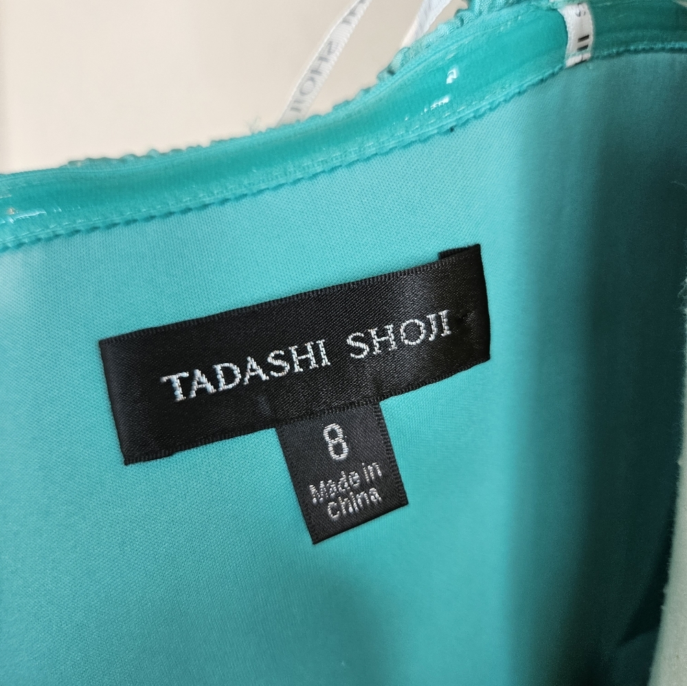 Tadashi Shoji Turquoise Women Tulip Off The Shoulder Dress sz 8 Wedding Cocktail - Picture 14 of 16